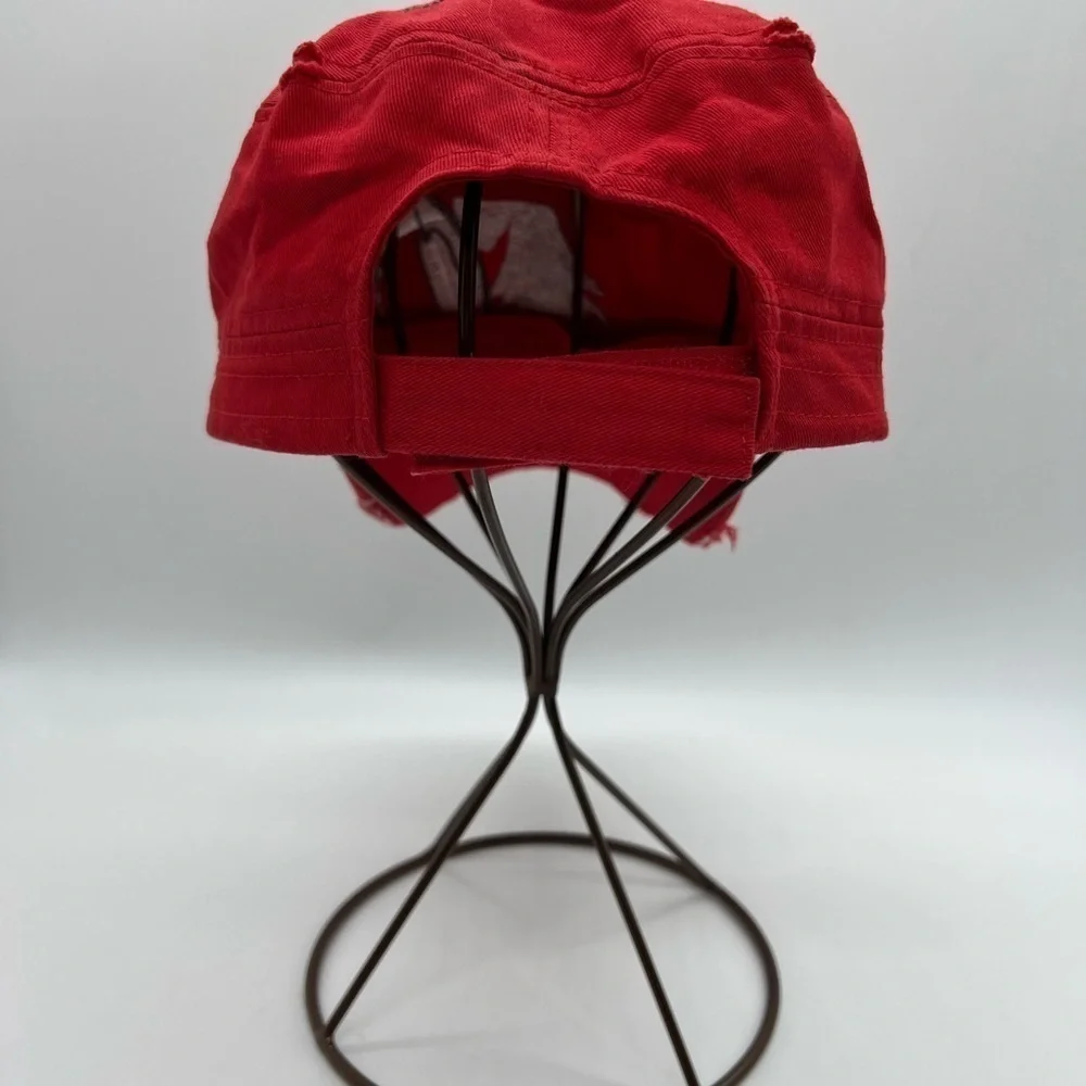 PITBULL WOMENS RED BALL CAP WITH FOOTBALL EMBROIDERY